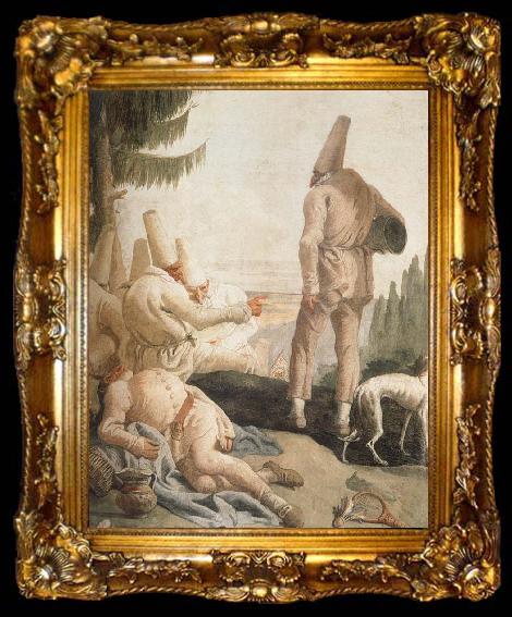 framed  TIEPOLO, Giovanni Domenico Pulcinelle on Vacation, ta009-2